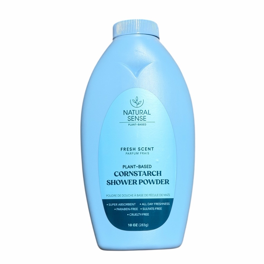 Natural Sense Plant-Based Cornstarch Shower Powder – Fresh Scent (10 oz)